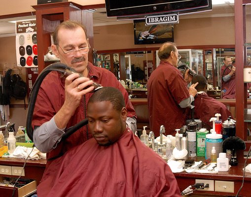 A barber at work